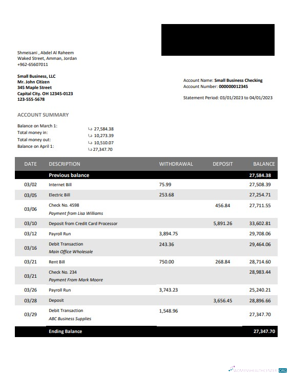 Download Bank Al Etihad firm account statement Word and PDF template Photoshop template